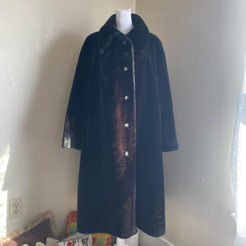 Vintage black brown faux fur coat - Picture 5 of 6